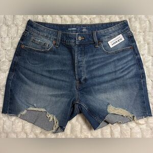 Old Navy Blue Distressed Jean Shorts with Frayed Hem - Size 12